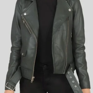Cardinal Black Leather Motorcycle Jacket for Women