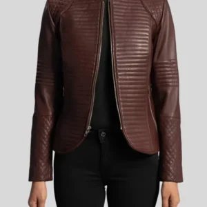 Cityscape Nexi Quilted Burgundy Leather Jacket for Women