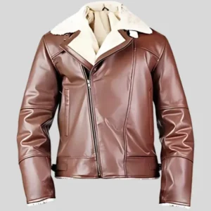 Men’s Brown Shearling Leather Jacket – Warm Winter Outerwear