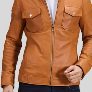 Men’s Brown Troubled Leather Racer Biker Jacket – Vintage Street Style