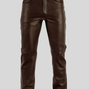 Men’s Foxhill Brown Leather Pants – Redmaster Stylish Fit
