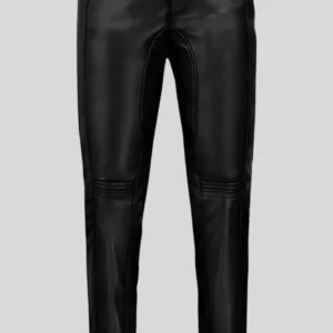 Men’s Foxhill Straight Black Leather Pants – Modern Stylish Fit