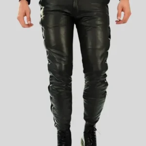 Men’s Leather Biker Style Pants – Classic Motorcycle Fashion