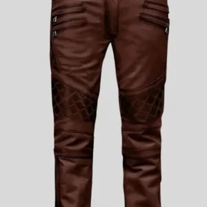 Men’s Outlaw Burnt Maroon Leather Pants – Bold Stylish Fashion