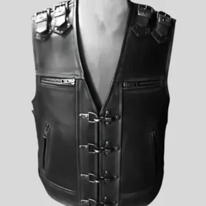 Men’s Rivert Style Biker Leather Vest – Classic Front Closer Design