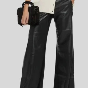 Women’s Black Leather Bell Bottom Pants – Classic Flared Fit