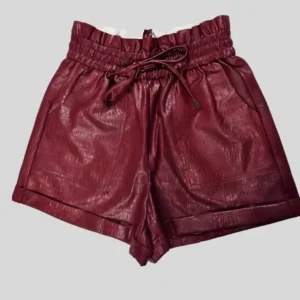 Women’s Maroon Genuine Leather Shorts